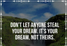 Don't let anyone steal your dream. It's your dream, not theirs.